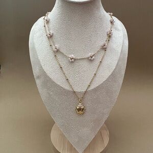 Gold Ladybug Necklace: Whimsical Layered Insect Pendant